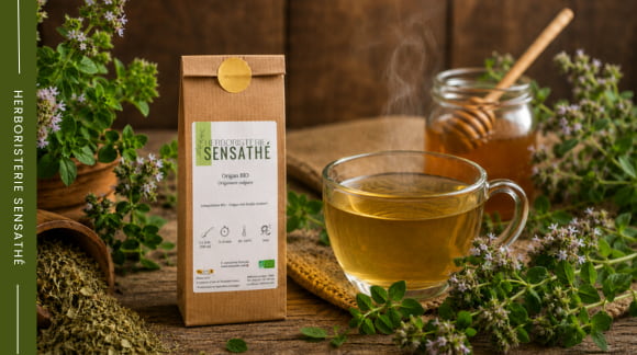 Origan BIO en vrac et en infusion pour les voies respiratoires et les maux de gorge et angine - Herboristerie Sensathé Origan BIO en vrac et en infusion pour les voies respiratoires et les maux de gorge et angine - Herboristerie Sensathé